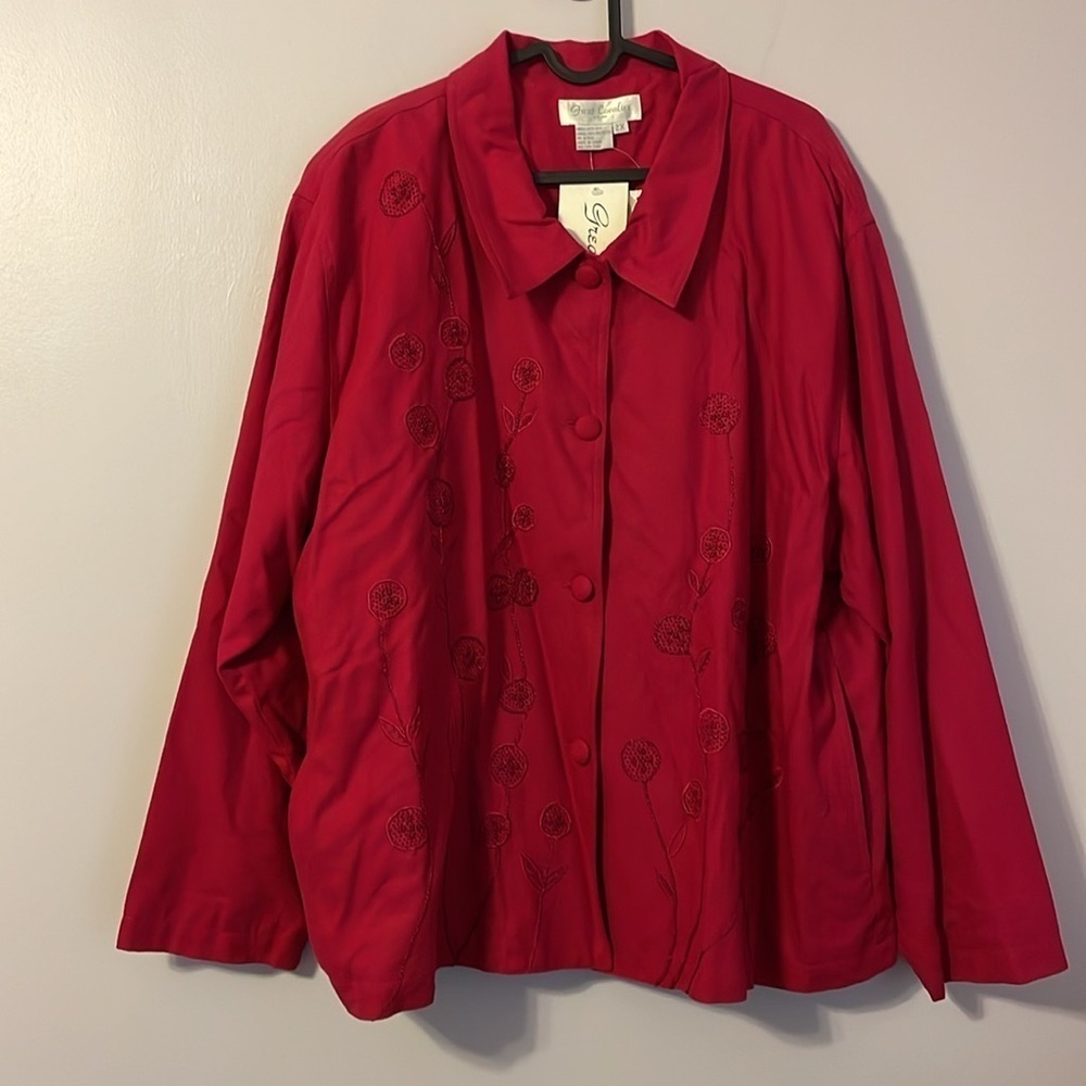 Great Cavalier by St. Paul pink Silk Embroidered Blazer Jacket size 2X Vintage